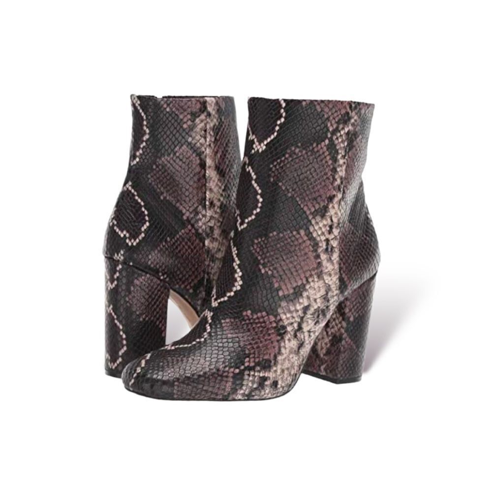 Vince Camuto Dannia Snake Print Ankle Boots Block Heel Size 7.5